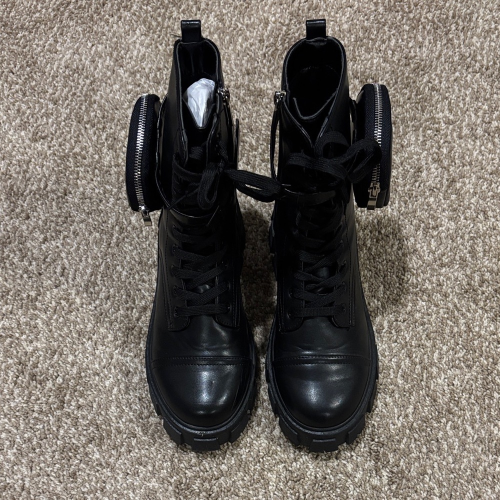 Cape Robbin MonaLisa Combat Boots Black Size 10 Chunky Lug Sole Pouch Pocket #72